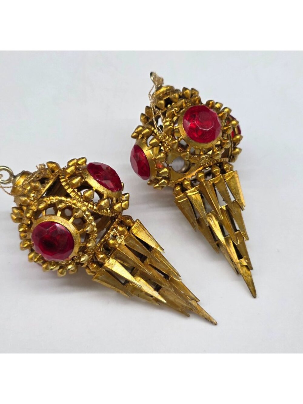 MCM Light Covers Gold Plastic Jeweled Christmas Ornaments 4.5"